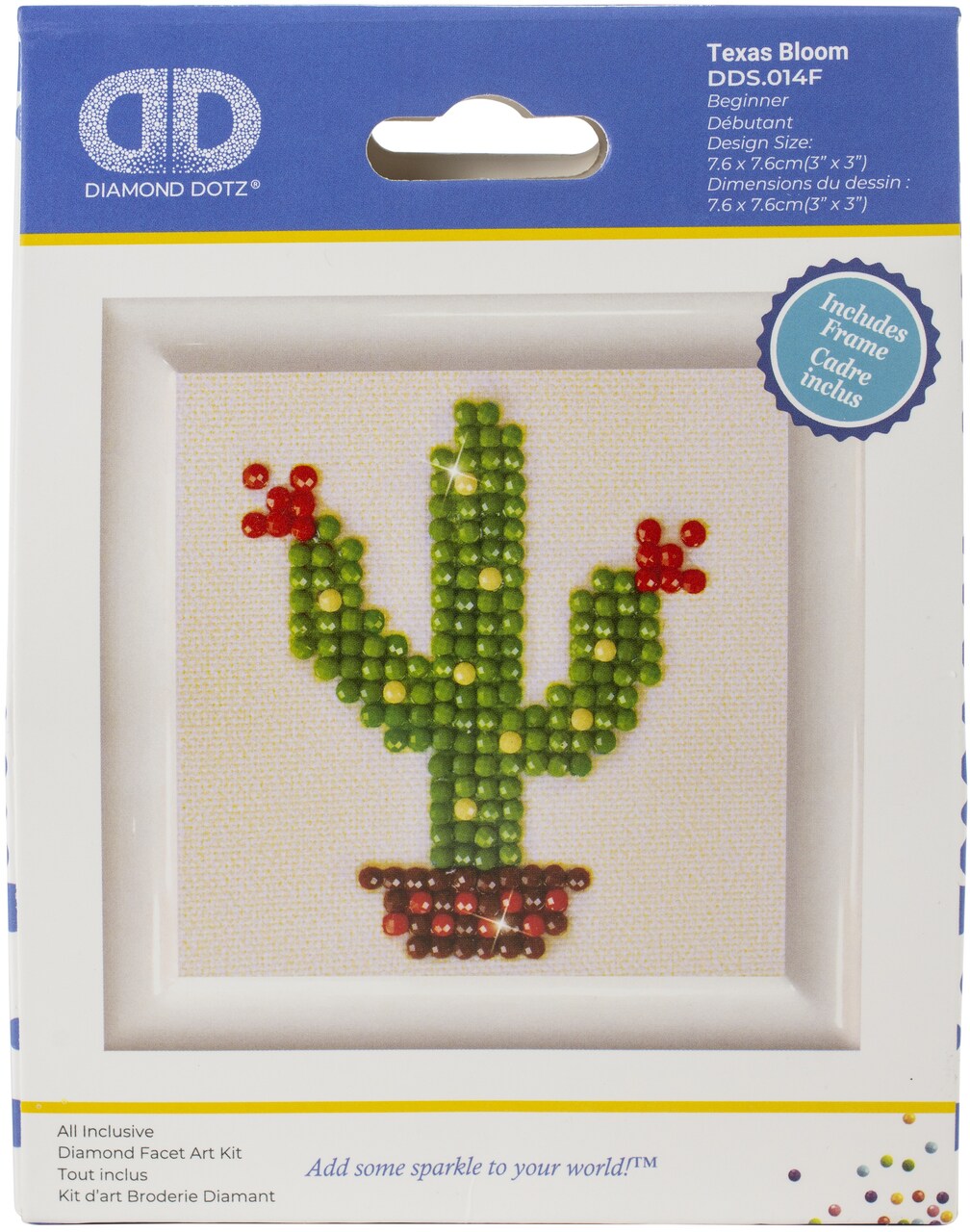 Diamond Dotz Starter Diamond Art Kit With Frame 3"X3"-Texas Bloom
